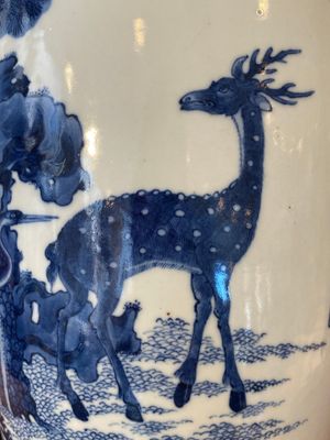 Vase en porcelaine de Chine en bleu et blanc à décor d'un cerf et d'une grue, marque de Tao Cheng Tang 陶成堂, 18/19ème — photo 12