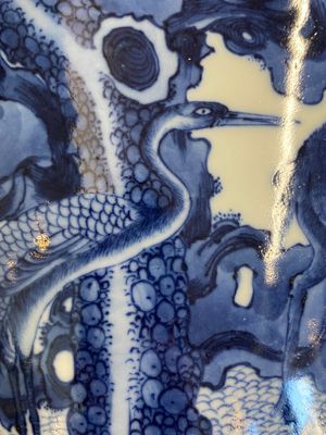 Vase en porcelaine de Chine en bleu et blanc à décor d'un cerf et d'une grue, marque de Tao Cheng Tang 陶成堂, 18/19ème — photo 15