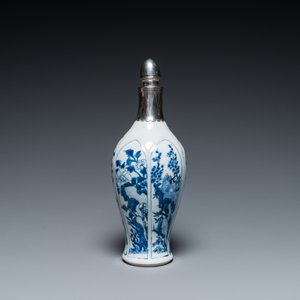 Vase en porcelaine de Chine en bleu et blanc à monture en argent, Kangxi — photo 4