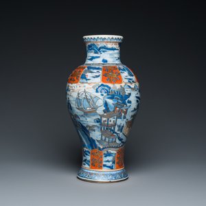 Vase en porcelaine de Chine en bleu et blanc surdécoré aux Pays-Bas, Kangxi — photo 1