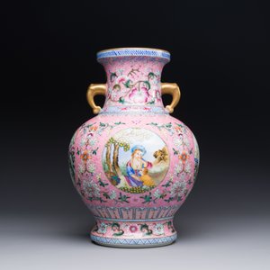 Vase en porcelaine de Chine famille rose à décor de scène européenne, 20ème — photo 2