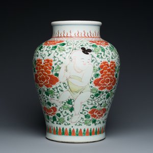 Vase en porcelaine de Chine famille verte à décor des 'Hehe Erxian', Kangxi — photo 3