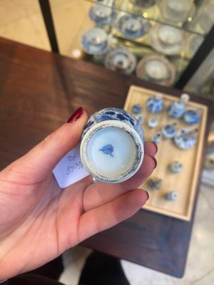 Veertien Chinese blauw-witte miniatuur vazen met floraal decor, Kangxi — foto 24
