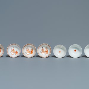 Veertien Chinese ijzerrode en vergulde koppen en negen schotels, Kangxi/Qianlong — foto 8