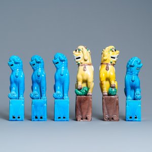 Veertien Chinese monochrome turquoise en famille verte modellen van boeddhistische leeuwen, 19/20e eeuw — foto 4