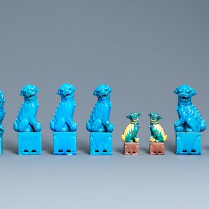 Veertien Chinese monochrome turquoise en famille verte modellen van boeddhistische leeuwen, 19/20e eeuw — foto 8
