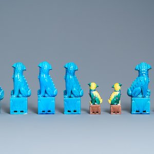 Veertien Chinese monochrome turquoise en famille verte modellen van boeddhistische leeuwen, 19/20e eeuw — foto 9