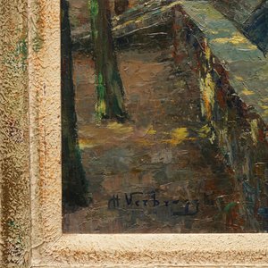 Verbrugghe, Charles (1877-1974): Zicht op de Meebrug, olie op paneel — foto 4