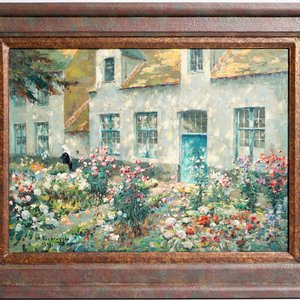 Verbrugghe, Charles (Belgique, 1877-1974), "Béguinage de Bruges", daté 1951 (?), huile sur panneau — photo 3