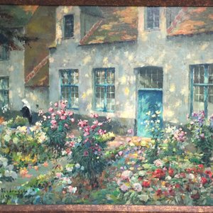 Verbrugghe, Charles (Belgique, 1877-1974), "Béguinage de Bruges", daté 1951 (?), huile sur panneau — photo 7
