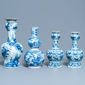 Vier blauw-witte Delftse vazen, 17/18e eeuw — foto 2