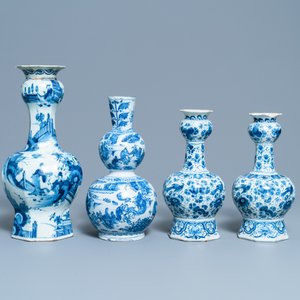 Vier blauw-witte Delftse vazen, 17/18e eeuw — foto 3