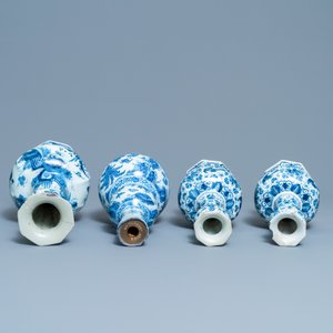 Vier blauw-witte Delftse vazen, 17/18e eeuw — foto 5