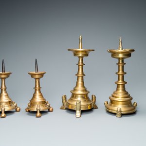Vier bronzen kandelaars, Vlaanderen of Duitsland, 15/16e eeuw — foto 5