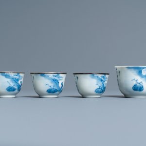 Vier Chinese blauw-witte 'Bleu de Hue' koppen voor de Vietnamese markt, Tu Duc merk, 19e eeuw — foto 3