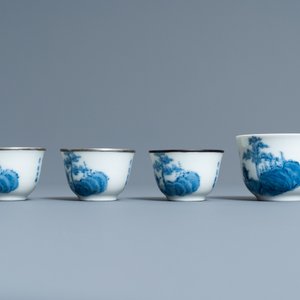 Vier Chinese blauw-witte 'Bleu de Hue' koppen voor de Vietnamese markt, Tu Duc merk, 19e eeuw — foto 5