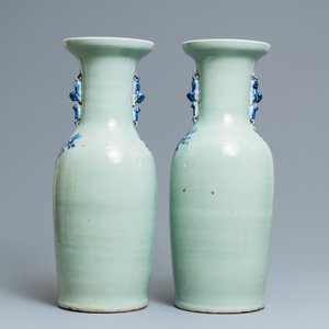 Vier Chinese blauw-witte celadon vazen, 19e eeuw — foto 4