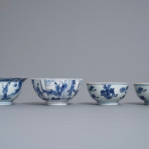 Vier Chinese blauwwite kommen, Kangxi — foto 2