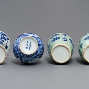 Vier Chinese blauwwitte en celadon vazen, 19/20e eeuw — foto 6