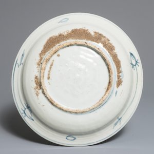 Vier Chinese blauwwitte Swatow borden, Ming — foto 5