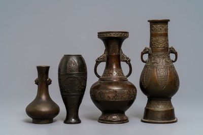 Vier Chinese bronzen vazen, Song en later