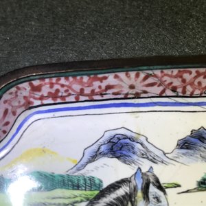 Vier Chinese Canton email schoteltjes met paarden, 18/19e eeuw — foto 11