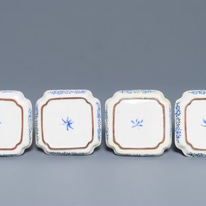 Vier Chinese Canton email schoteltjes met paarden, 18/19e eeuw — foto 2