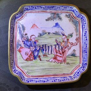 Vier Chinese Canton email vierkante schoteltjes, Qianlong — foto 22