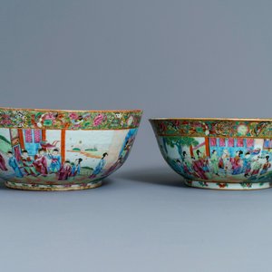Vier Chinese Canton famille rose, blauwwitte en Imari-stijl kommen, 18/19e eeuw — foto 3