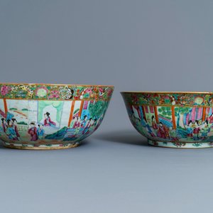 Vier Chinese Canton famille rose, blauwwitte en Imari-stijl kommen, 18/19e eeuw — foto 5
