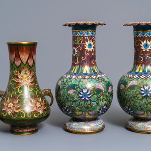 Vier Chinese cloisonné vazen, 19/20e eeuw — foto 2