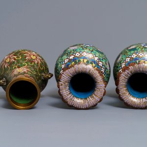 Vier Chinese cloisonné vazen, 19/20e eeuw — foto 7