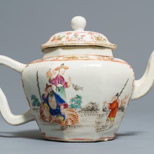 Vier Chinese famille rose en blauwwitte kannen en theepotten, Kangxi/Qianlong — foto 25