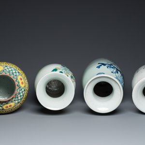 Vier Chinese famille rose en celadon vazen, 19/20e eeuw — foto 6