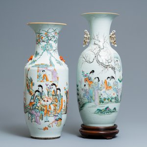Vier Chinese famille rose en qianjiang cai vazen, 19/20e eeuw — foto 2