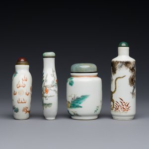 Vier Chinese famille rose en verte snuifflessen, 19e eeuw — foto 5