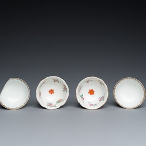 Vier Chinese grisaille en ijzerrode koppen en schotels, Yongzheng/Qianlong — foto 8