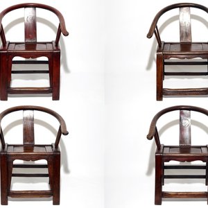 Vier Chinese houten stoelen, 19/20e eeuw — foto 1