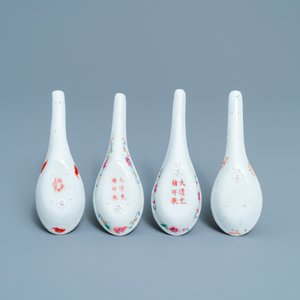 Vier Chinese lepels met turquoise en blauwe fondkleur, 19/20e eeuw — foto 2