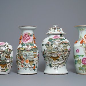 Vier Chinese qianjiang cai vazen, 19/20e eeuw — foto 1