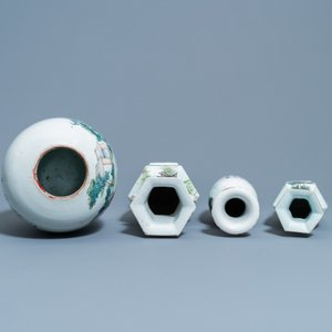 Vier Chinese qianjiang cai vazen, 19/20e eeuw — foto 7
