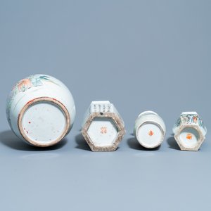 Vier Chinese qianjiang cai vazen, 19/20e eeuw — foto 8