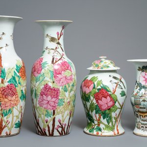Vier Chinese qianjiang cai vazen, 19/20e eeuw — foto 1