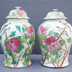 Vier Chinese qianjiang cai vazen met vogels en bloemen, 19/20e eeuw — foto 12