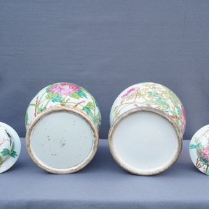 Vier Chinese qianjiang cai vazen met vogels en bloemen, 19/20e eeuw — foto 14