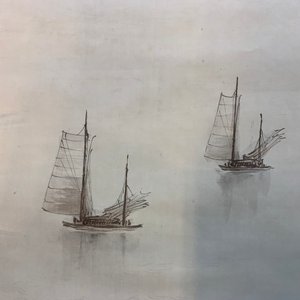 Vier Chinese rolschilderingen met doorlopend landschapsdecor, 20e eeuw — foto 17