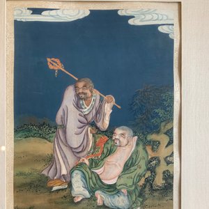 Vier Chinese schilderijen met onsterfelijken, inkt en kleur op papier, 19e eeuw — foto 21