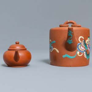 Vier Chinese Yixing steengoed theepotten met deksels, zegelmerken, 19/20e eeuw — foto 5