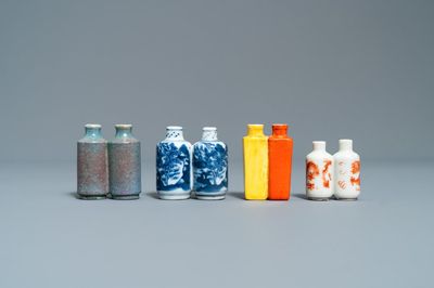 Vier diverse Chinese dubbele snuifflessen, 19/20e eeuw