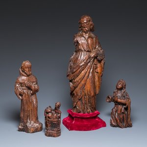 Vier diverse religieuze houten sculpturen, 16/17e eeuw — foto 1